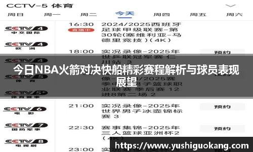 今日NBA火箭对决快船精彩赛程解析与球员表现展望
